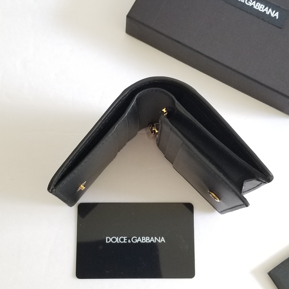 Dolce & Gabbana Multicolor Stone DG Bi-Fold Leather Wallet Black - Picture 6 of 10